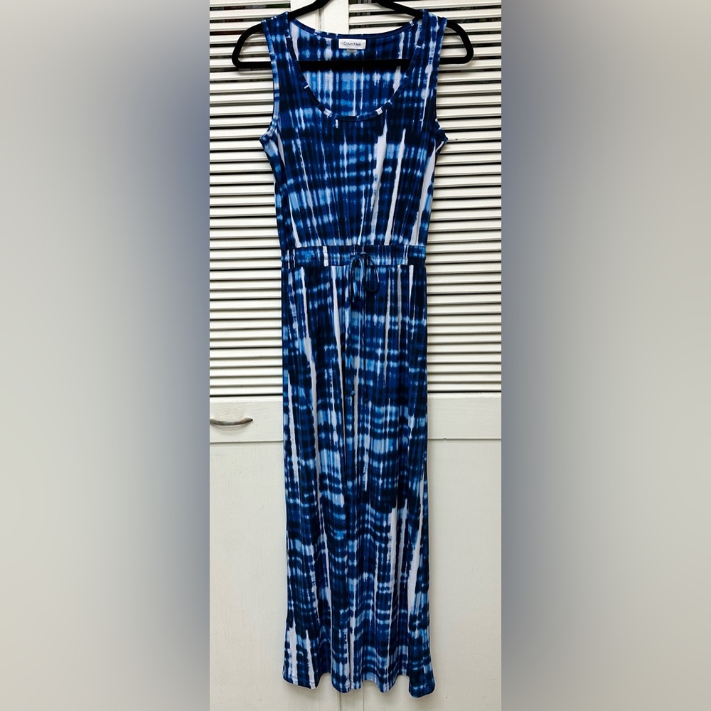 Calvin Klein Blue Tie Dye Maxi Dress Size 4